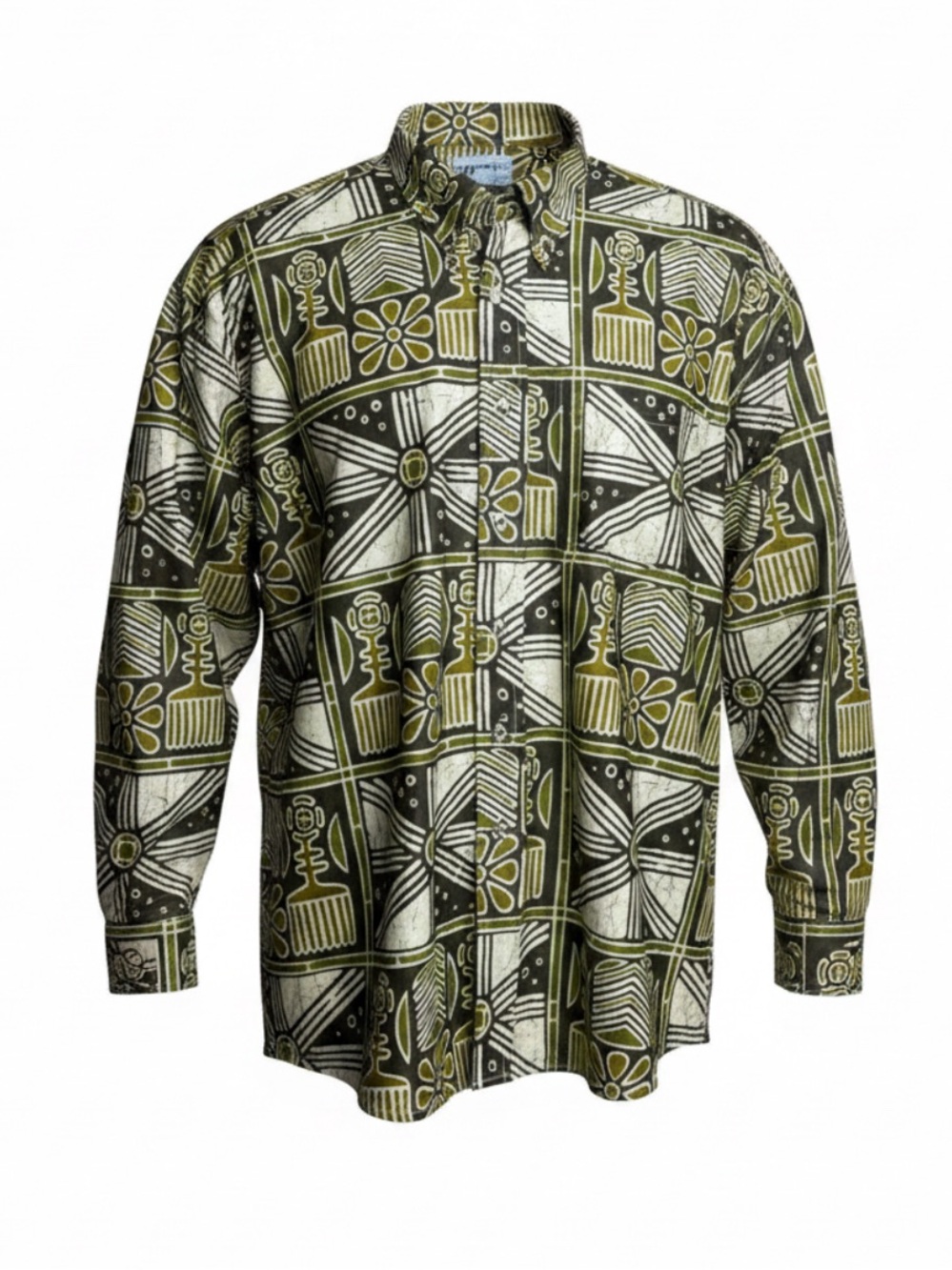 Wooden Boutique Men's Patterned Shirt Black and Yellow vintage